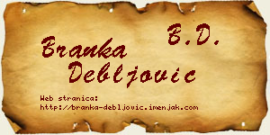 Branka Debljović vizit kartica